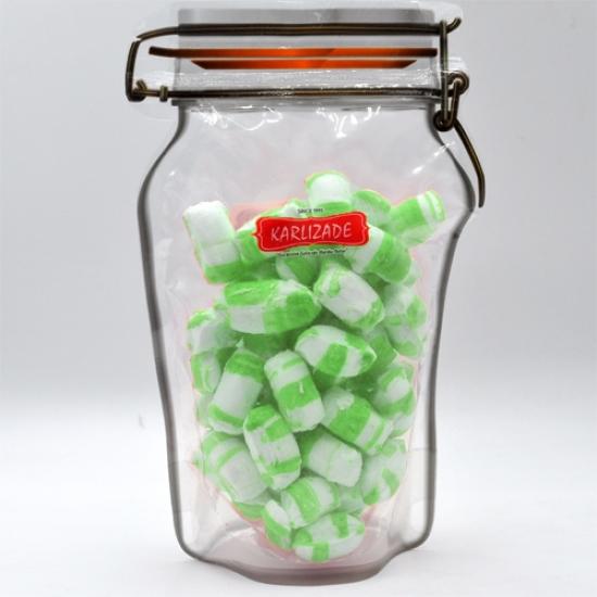 Green Striped Turkish Mevlana Candy 500 Gr Jar Packaged | Karlızade